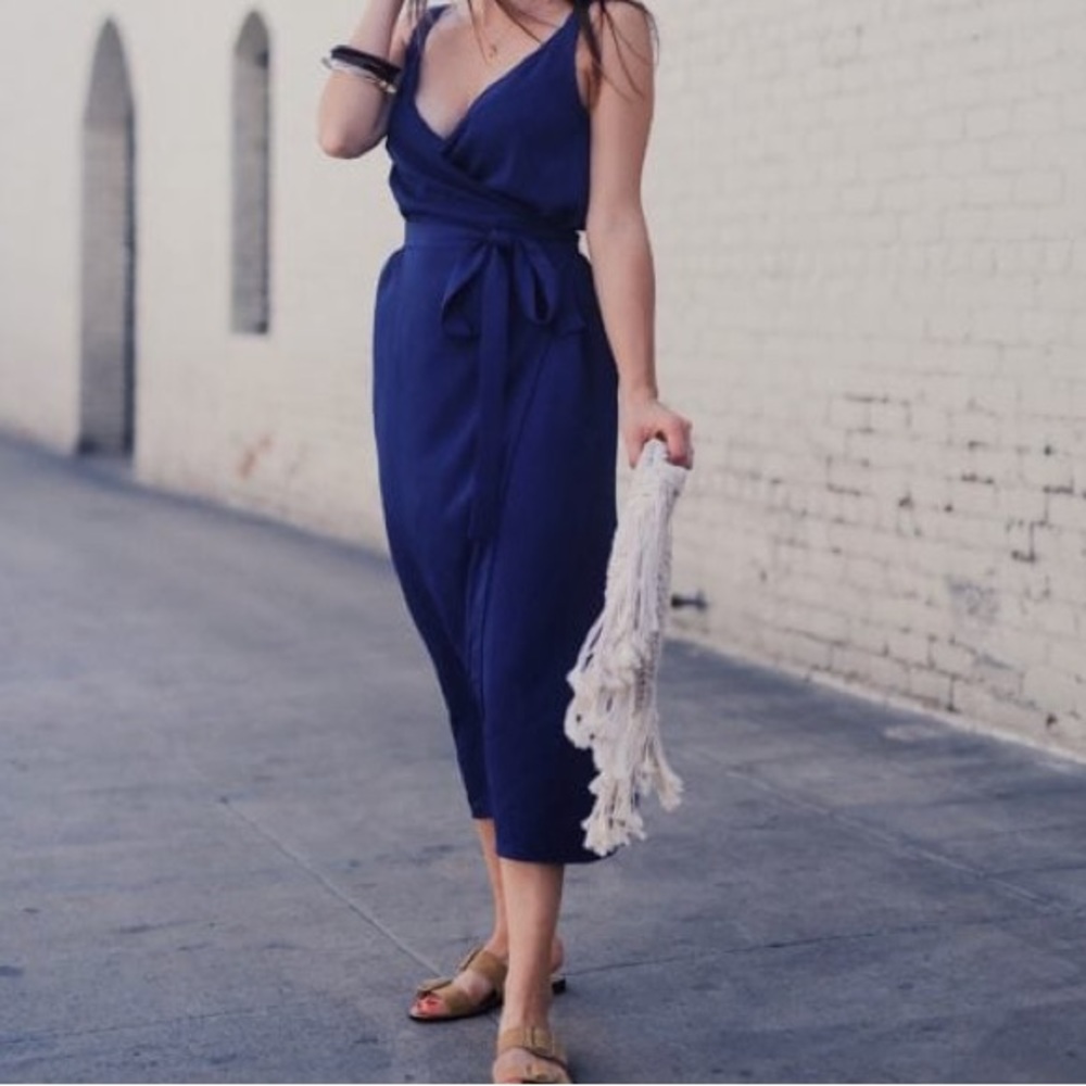 EUC Everlane Japanese goweave blue wrap dress
